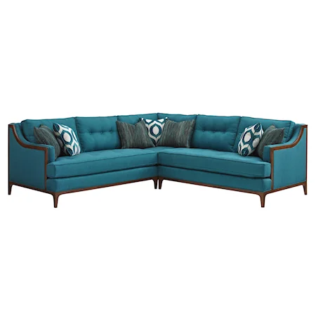 Barclay Corner Sectional Sofa with Tufting and Exposed Wood Detail